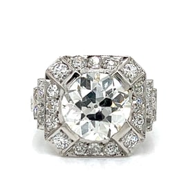 Platinum 4.18 Ct. GIA Certified Old European-cut Diamond Ring