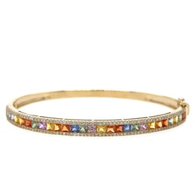 14KT DIAMOND MULTI SAPPHIRE BANGLE