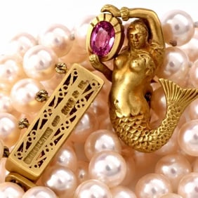 Kieselstein Cord 2.85ct Tourmaline Pearl Gold Mermaid Necklace