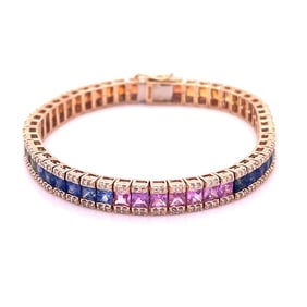 14KT YELLOW GOLD MULTI SAPPHIRE PRINCESS BRACELET