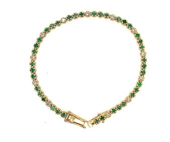 14K DIAMOND AND EMERALD BRACELET