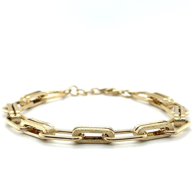 14KT YELLOW GOLD TWO-TONE MATTE FINISH BRACELET 8" (1 of 2)