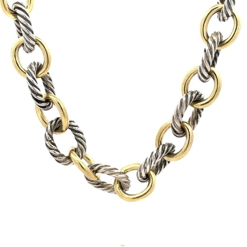 David Yurman 18k Sterling Chain Yellow Gold Cable Silver 92 grams (1 of 6)