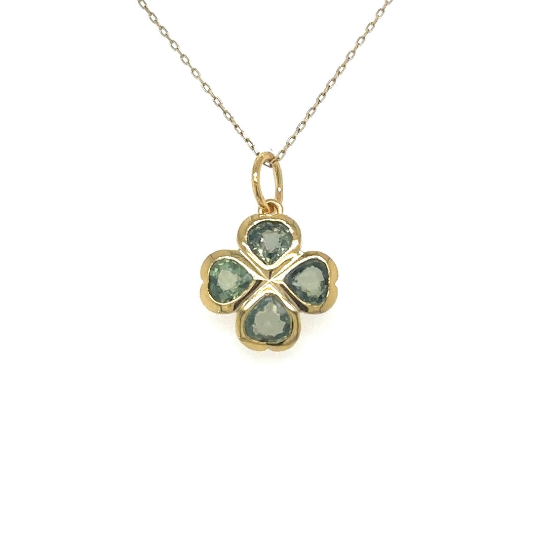 14K YELLOW GOLD GREEN SAPPHIRE FLOWER PENDANT (1 of 1)