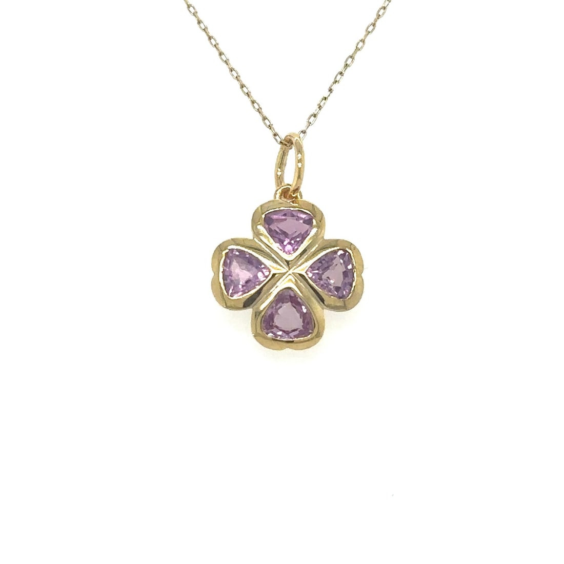 14K YELLOW GOLD PINK SAPPHIRE FLOWER PENDANT (1 of 1)