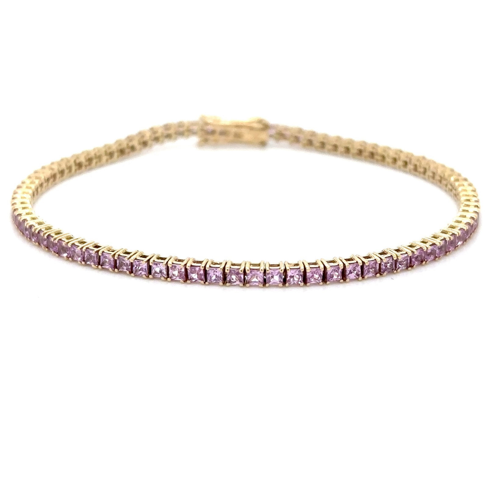 14KT YELLOW GOLD PINK SAPPHIRE BRACELET (1 of 4)