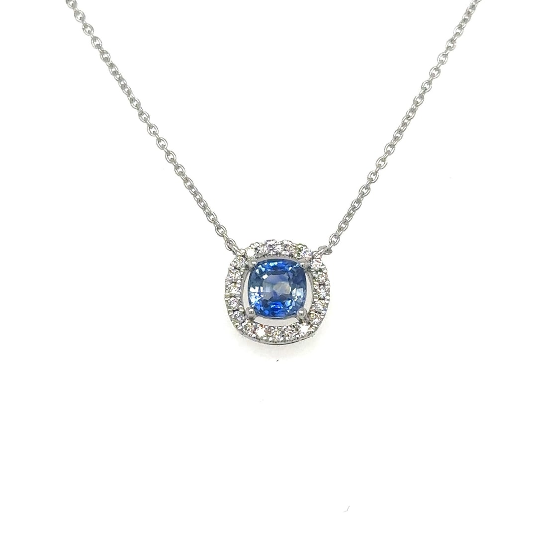 14K WHITE GOLD SAPPHIRE AND DIAMONDS NECKLACE (1 of 2)