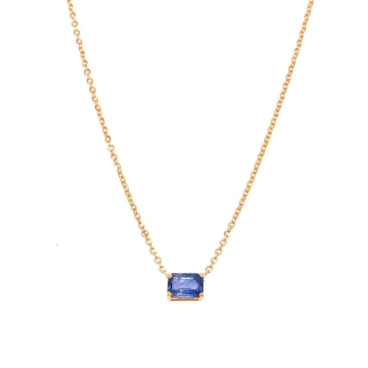14KT GOLD BLUE SAPPHIRE PANDENT: 14KT YELLOW GOLD BLUE SAPPHIRE PANDENT WITH CHAIN14KT. GOLD WT. APPROX. 1.75 GRAMSTONE: BLUE SAPPHIRESTONE WT. APPROX. 0.65 CARAT18 INCH LONG