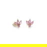 14KT YELLOW GOLD PINK SAPPHIRE PEACOCK EARRING