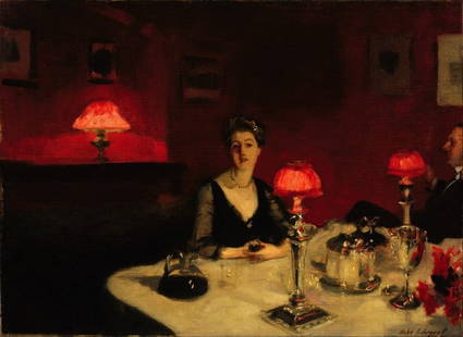 SARGENT ** A DINNER TABLE AT NIGHT** GICLEE: Artist: John Singer Sargent Title: A Dinner Table at Night Medium: Fine Art Giclee on Canvas Image Size: Approximately 14 1/2 inches x 20 inches Framed: Unframed on Unstretched Canvas Sargent’s