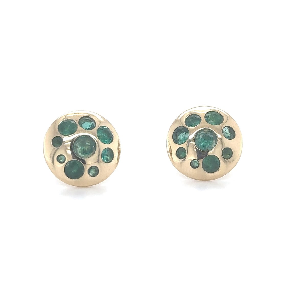14KT YELLOW GOLD ROUND EARRING WITH EMERALD (1 of 1)