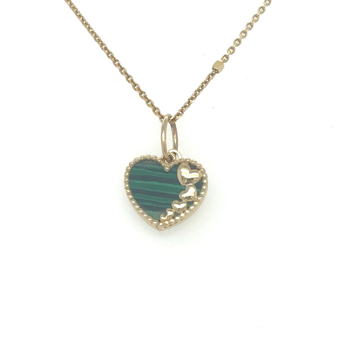 14KT YELLOW GOLD MALACHITE HEART PENDANT (1 of 1)