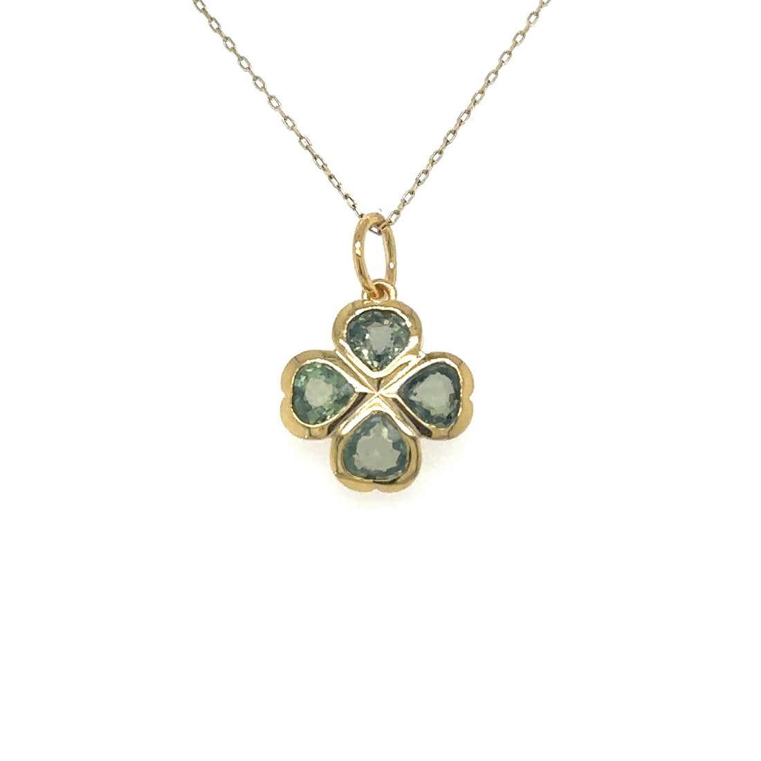 14KT YELLOW GOLD GREEN SAPPHIRE FLOWER PENDANT (1 of 1)