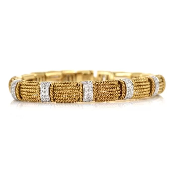 Roberto Coin Opera Diamond 18K Gold Rope Link Bracelet (1 of 4)
