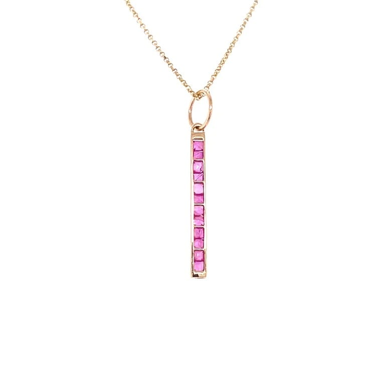 14KT GOLD STICK PENDENT: 14K YELLOW GOLD WT. APPOX. 0.57 GRAMSTONE - RUBY
