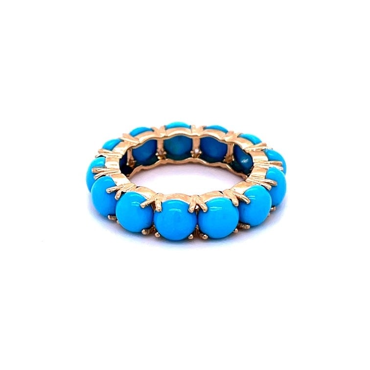 14KT YELLOW GOLD TORQUOISE RING: 14KT YELLOW GOLD TORQUOISE RING14KT GOLD WT. APPROX. 2.90 GRAMSTONE WT. APPROX. 6.40CTSTONE - TORQUOISE SIZE 7