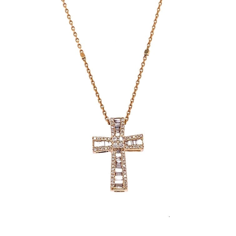 14KT YELLOW GOLD CROSS WITH DIAMONDS PENDENT (1 of 1)