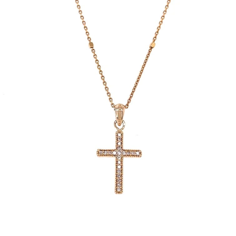 14KT YELLOW GOLD CROSS WITH DIAMONDS PENDENT (1 of 1)