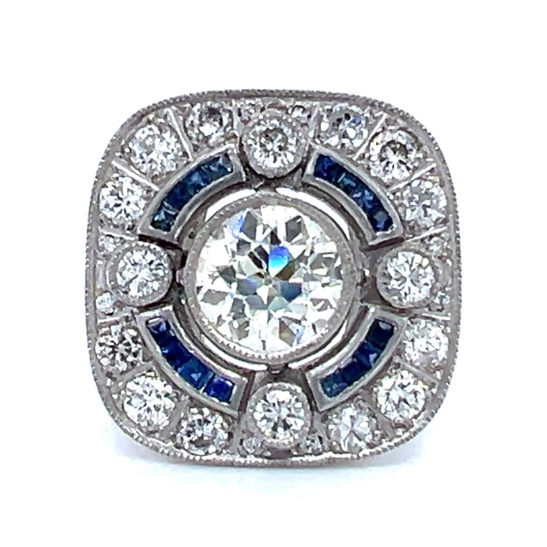Platinum Diamond & Sapphire Ring (1 of 4)