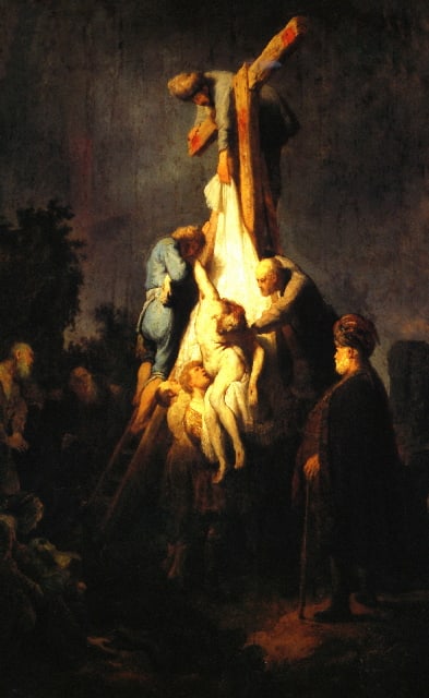 REMBRANDT **CRUCIFIXION** GICLEE: Artist: Rembrandt Title: Crucifixion Medium: Fine Art Giclee on Canvas Image Size: Approximately 20 inches x 12 1/2 inches Framed: Unframed on Unstretched Canvas Biography: Rembrandt Harmenszoon van R