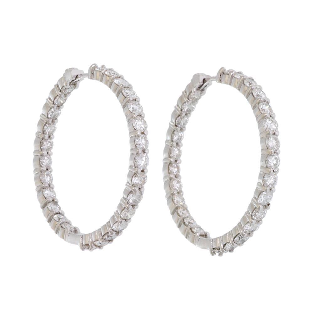 Roberto Coin 6ct Diamonds 18k White Gold Inside Out Medium Hoop Earrings (1 of 5)
