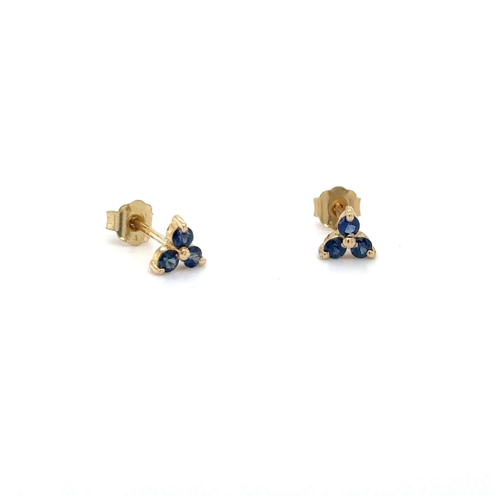 14K YELLOW GOLD SAPPHIRE TRIO STUDS: 14KT YELLOW GOLD SAPPHIRE TRIO STUDS14KT GOLD WT. APPROX. 0.50 GRAMSAPPHIRE WT. APPROX. 0.30 CARAT