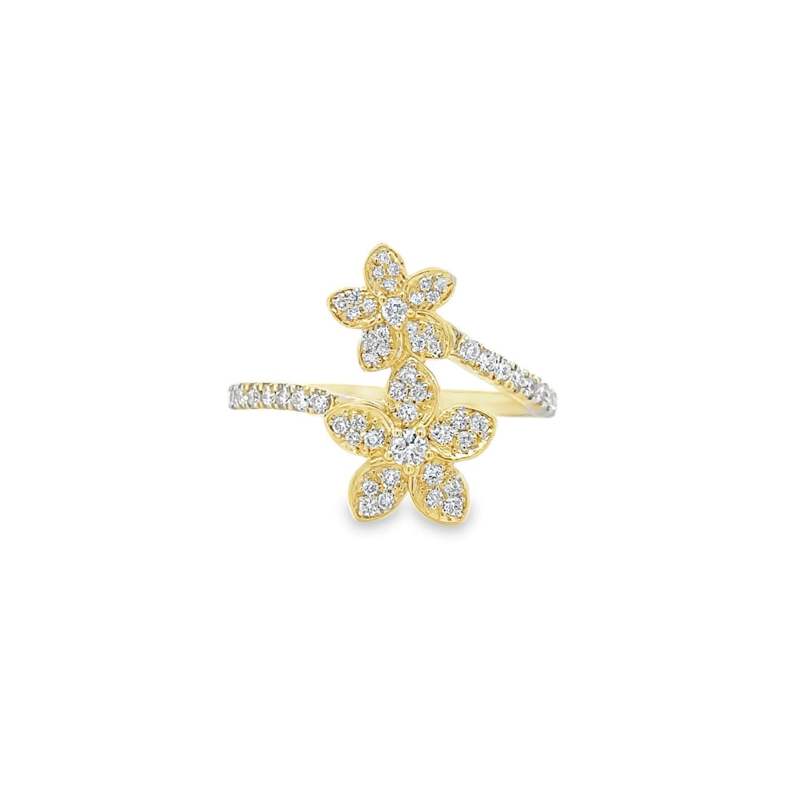 14KT YELLOW GOLD DIAMOND FLOWER RING (1 of 3)