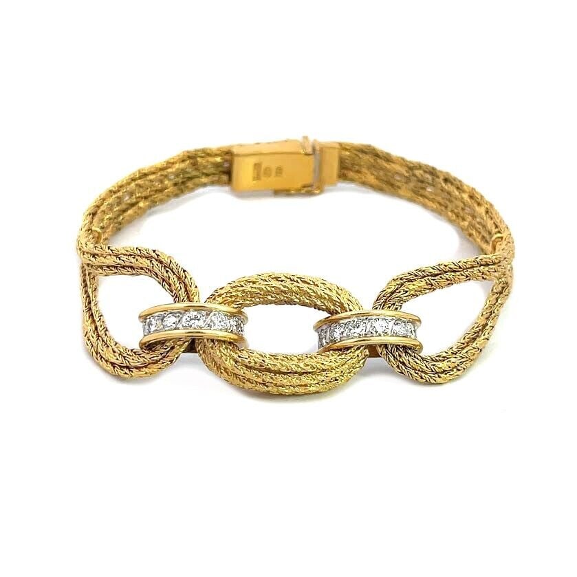 Bucherer Diamond Bracelet 18k Yellow Gold Loop Style Swiss: Bucherer Diamond Bracelet 18k Yellow Gold Loop Style Swiss