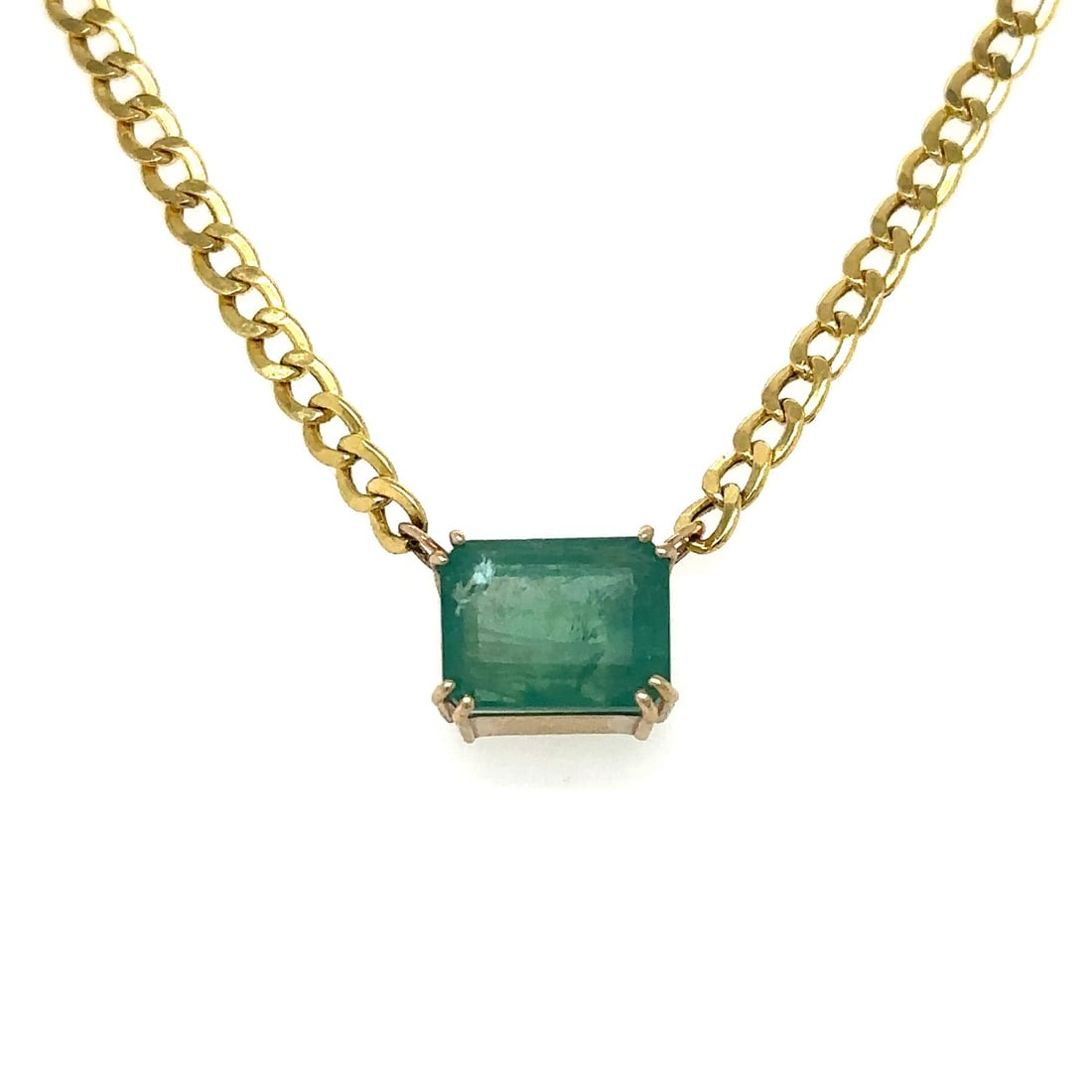 14KT YELLOW GOLD EMERALD NECKLACE (1 of 2)