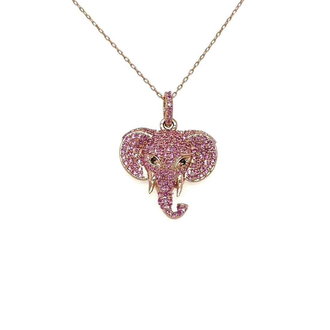 14KT ROSE GOLD PINK SAPPHIRE ELEPHANT PENDANT (1 of 1)