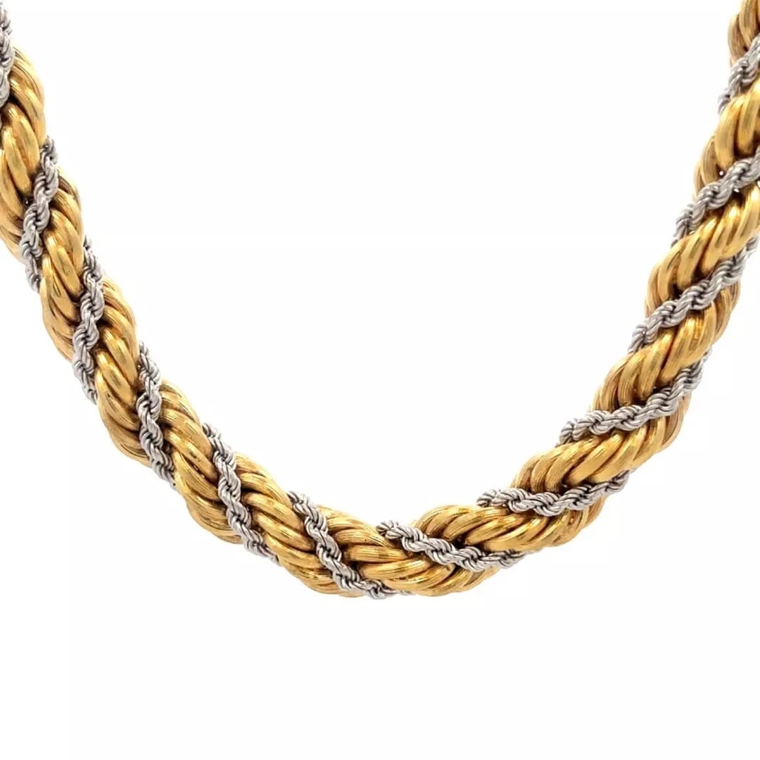 Gold 18k Rope Chain Two Tone 31" Long Italy 115 grams (1 of 5)