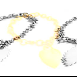 Tiffany & Co. Heart Charm Bracelet 18k Yellow Gold Oval Link Chain