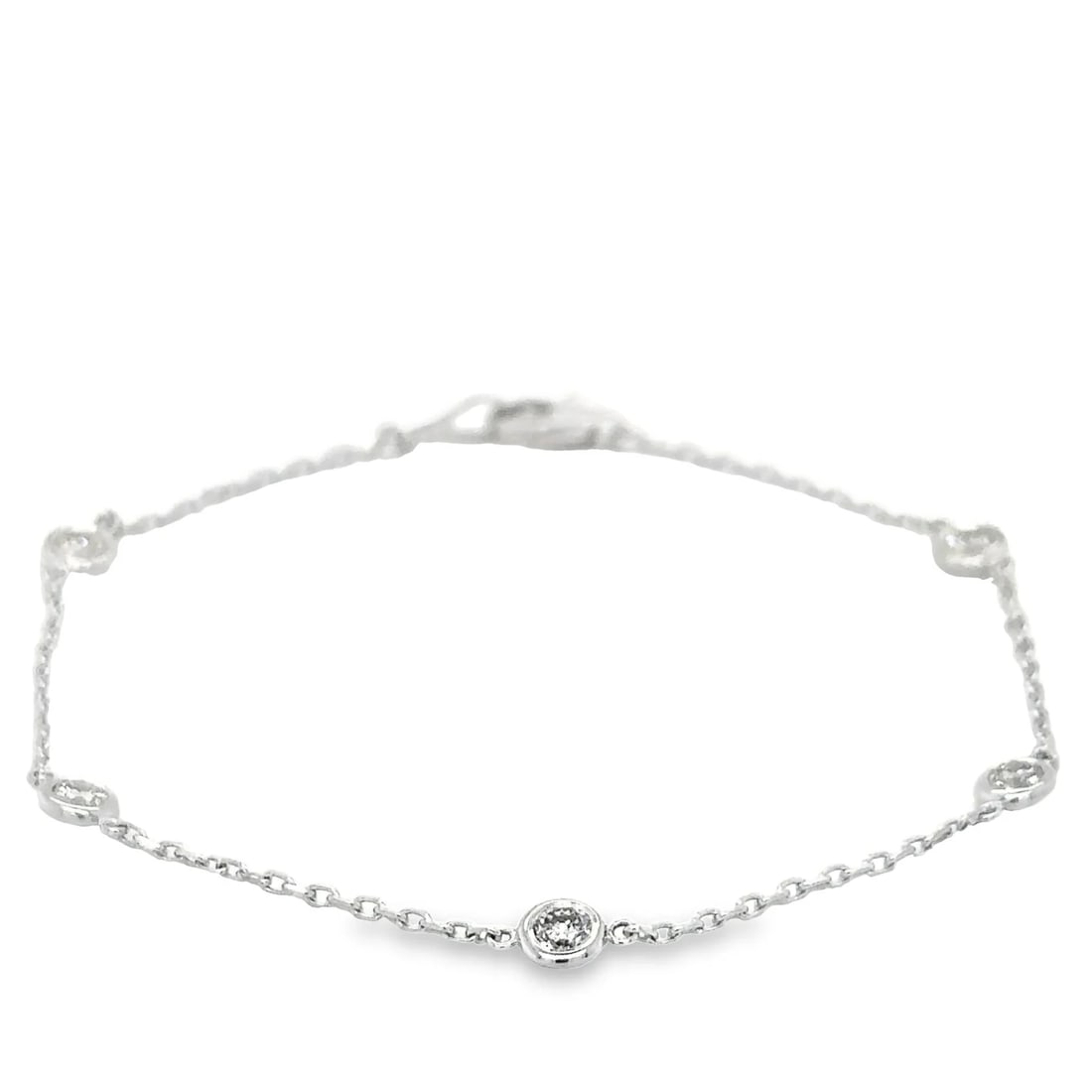 14KT WG DIAMOND STATION CHAIN BRACELET (1 of 2)