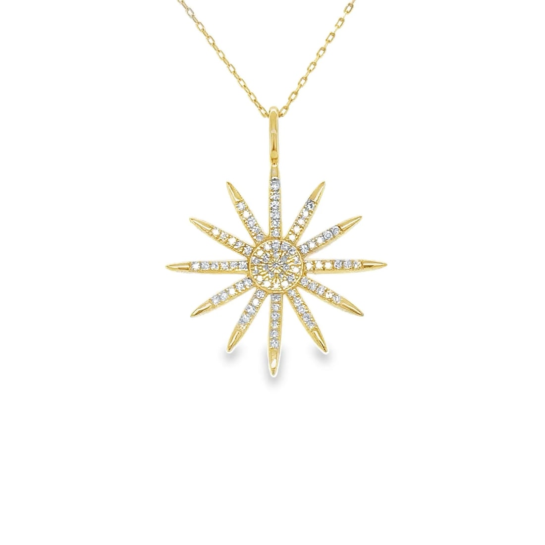 14KT YELLOW GOLD STARBURST PENDANT WITH DIAMONDS (1 of 1)