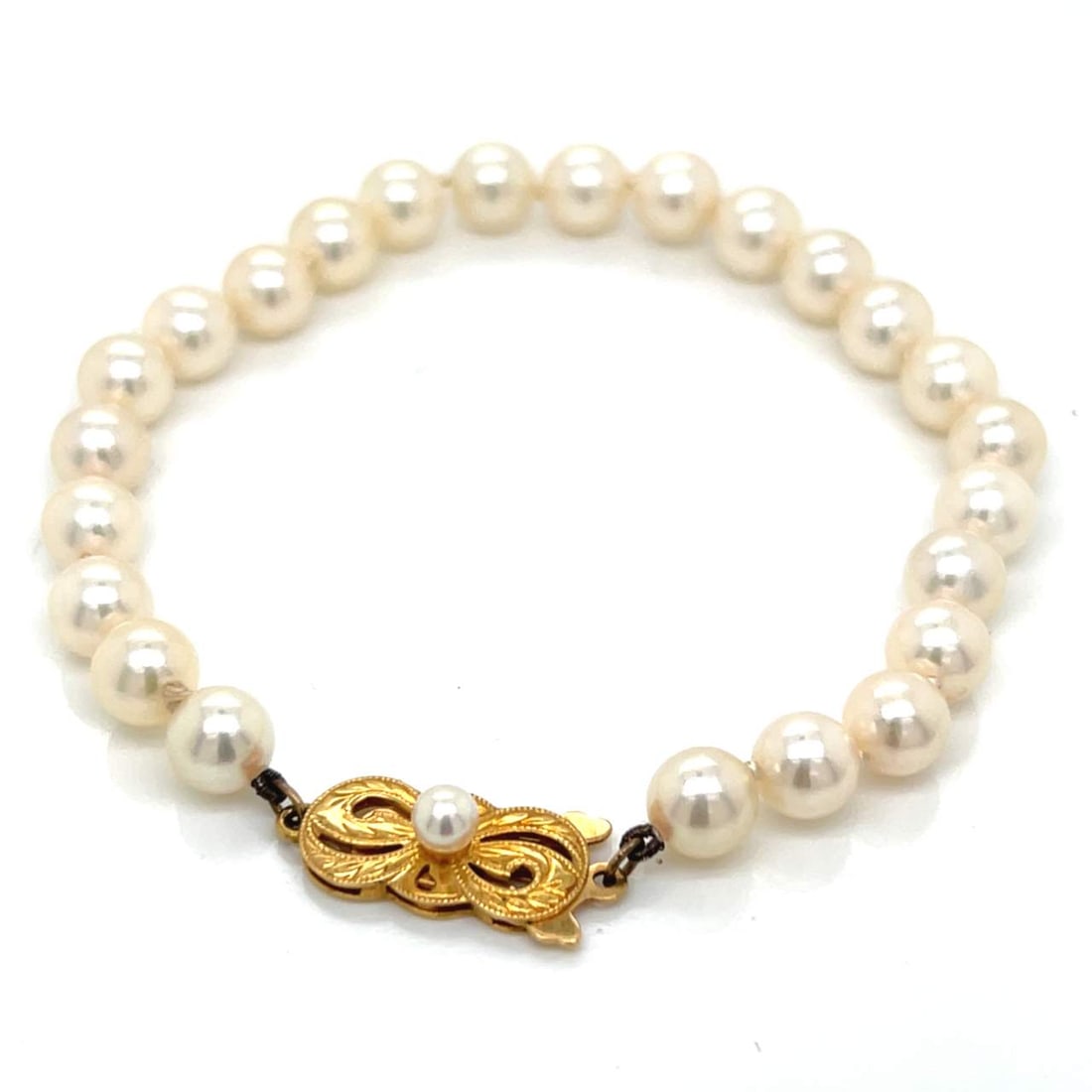 18K Yellow Gold Mikimoto Pearl Bracelet (1 of 3)