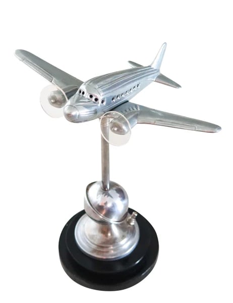 AIRPLANE 1940 Art Deco Desk Table Lamp In Chromed Steel And Clear Lucite (1 of 9)