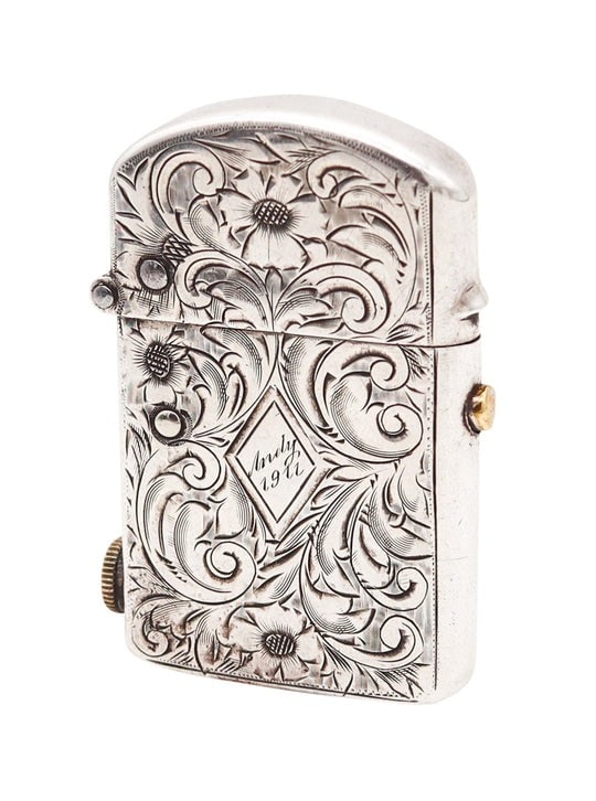 NASSAU 1905 Semi Automatic Pocket Petrol Lighter In Engraved .925 Sterling Silver (1 of 6)