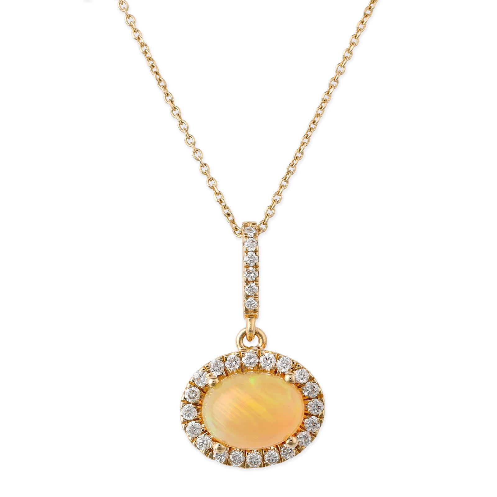 DIAMOND ETHIOPIAN OPAL OVAL SHAPE PENDANT (1 of 1)