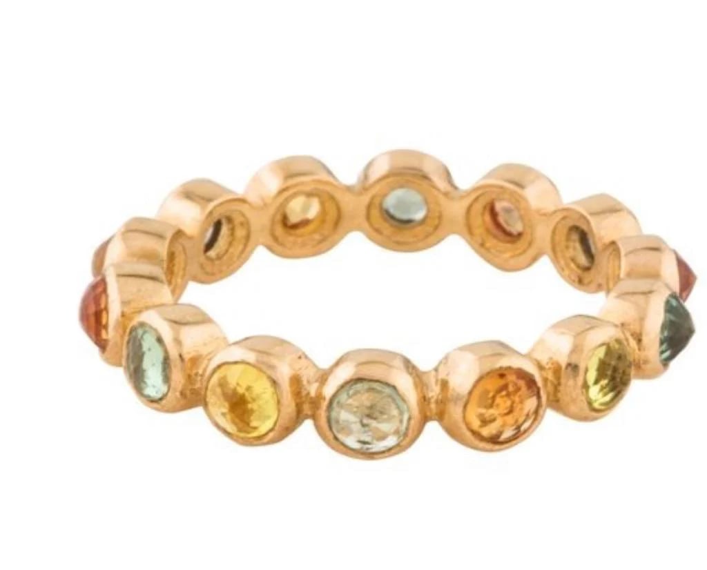 18KT YG MULTI SAPPHIRE ROUND BEZEL ETERNITY BAND (1 of 2)