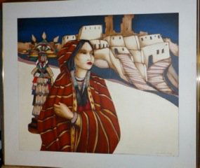 Art- Michelle Gaugy, South Western Artist.: Michelle Gaugy, South Western Artist. 38x321/2". Framed 36x41".