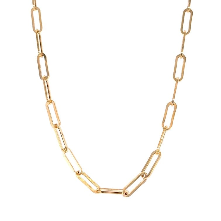 14KT YELLOW GOLD PAPERCLIP NECKLACE: 14KT YELLOW GOLD PAPERCLIPNECKLACE14KT. GOLD WT. APPROX. 3.40 GRAM18 INCH LONG CHAIN