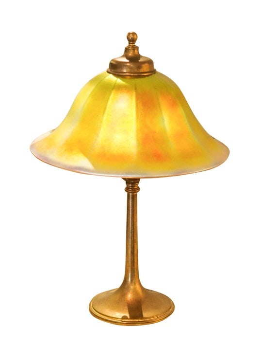 STEUBEN 1915 Antique Arts & Crafts Roycroft Table Lamp With Gold Aurene Art Glass Shade (1 of 8)