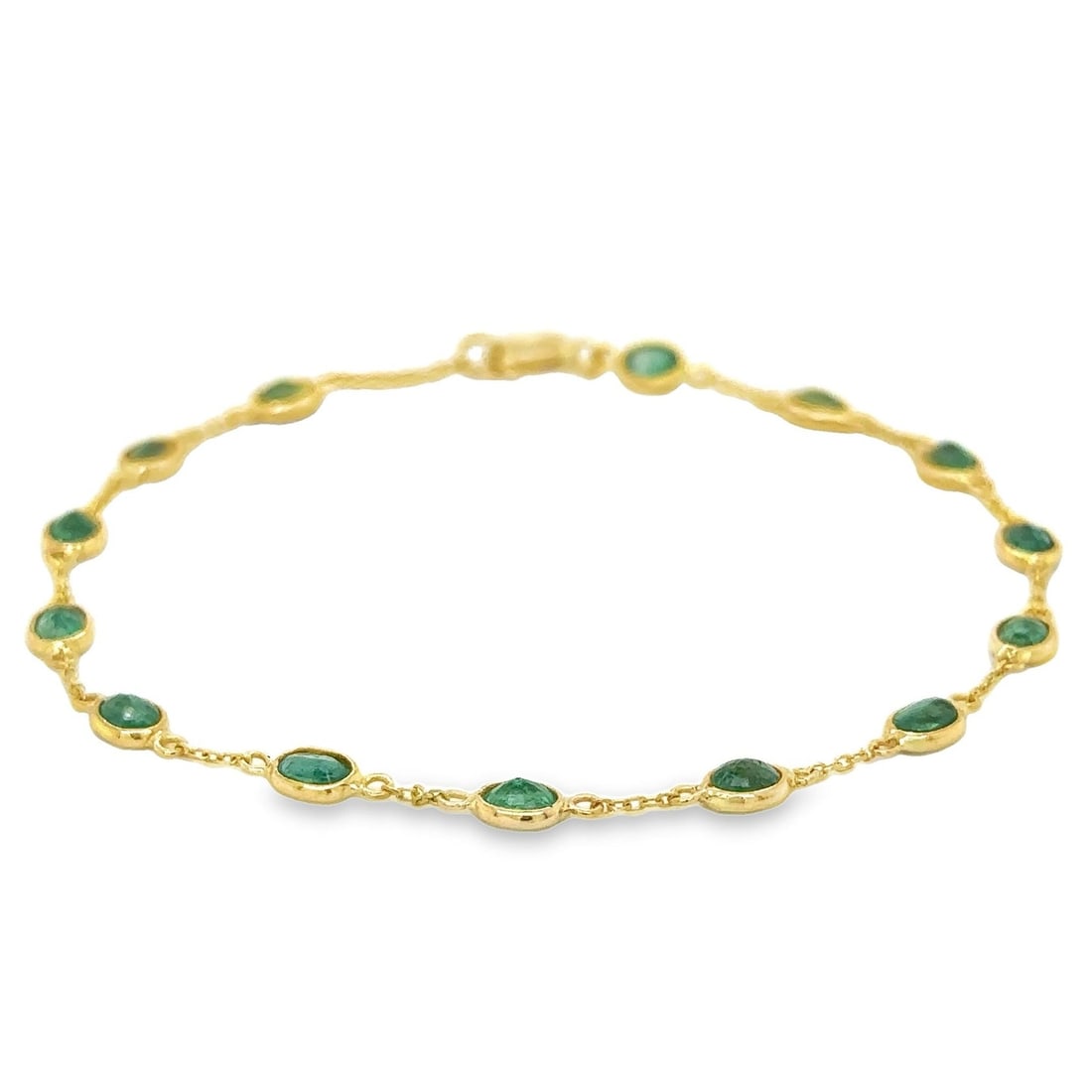 18KT YELLOW GOLD EMERALD STATION BRACELET (1 of 3)