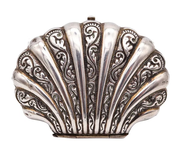 Victorian 1900 Clam Shaped Coins Purse Wallet In 900 Sterling Silver (1 of 6)