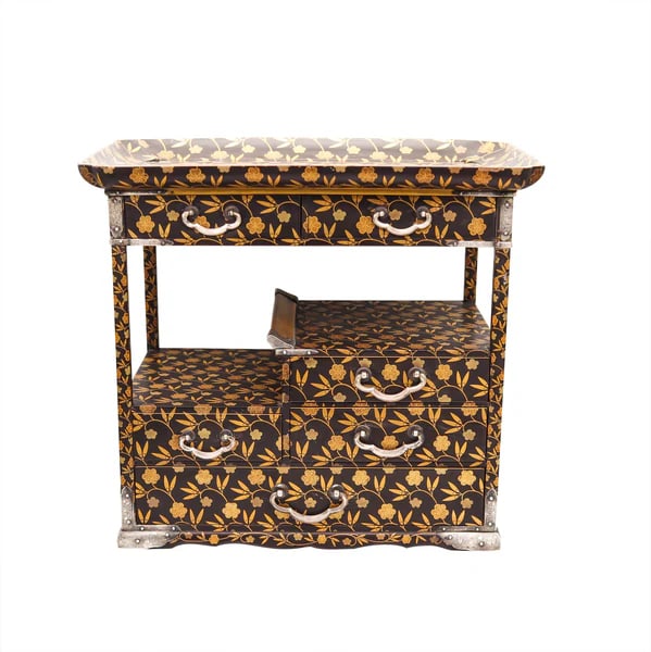 Japan 1900 Meiji Miniature Hanagamidai Cabinet In Gilded Wood And Sterling  Silver (1 of 9)