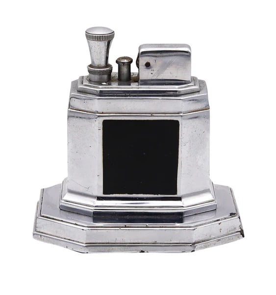 Ronson 1938 Art Deco Table Touch Tip Octette Lighter Machine Age Geometric (1 of 7)