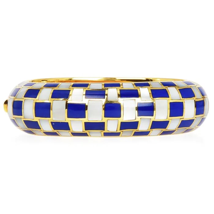 Tiffany & Co. lapis lazuli Mother of Pearl 18K Gold l Bangle Bracelet (1 of 8)