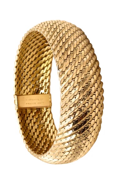 Tiffany & Co. France 1960 by L’Enfant rare 18 kt gold mesh bracelet bangle (1 of 7)