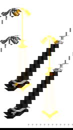 French 1970 Neoclassic Modernist Pair Of Table Lamps In Black Onyx With Gilded Ormolu