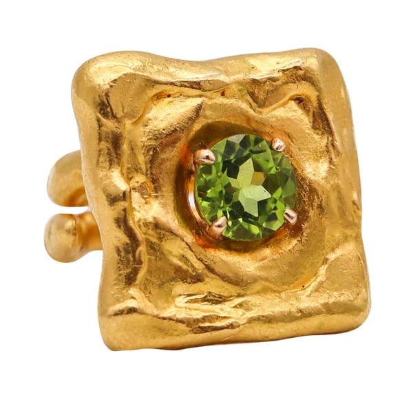 Jean Mahie Paris Rare Sculptural Cocktail Ring In Solid 22Kt Yellow Gold  With Peridot (1 of 8)